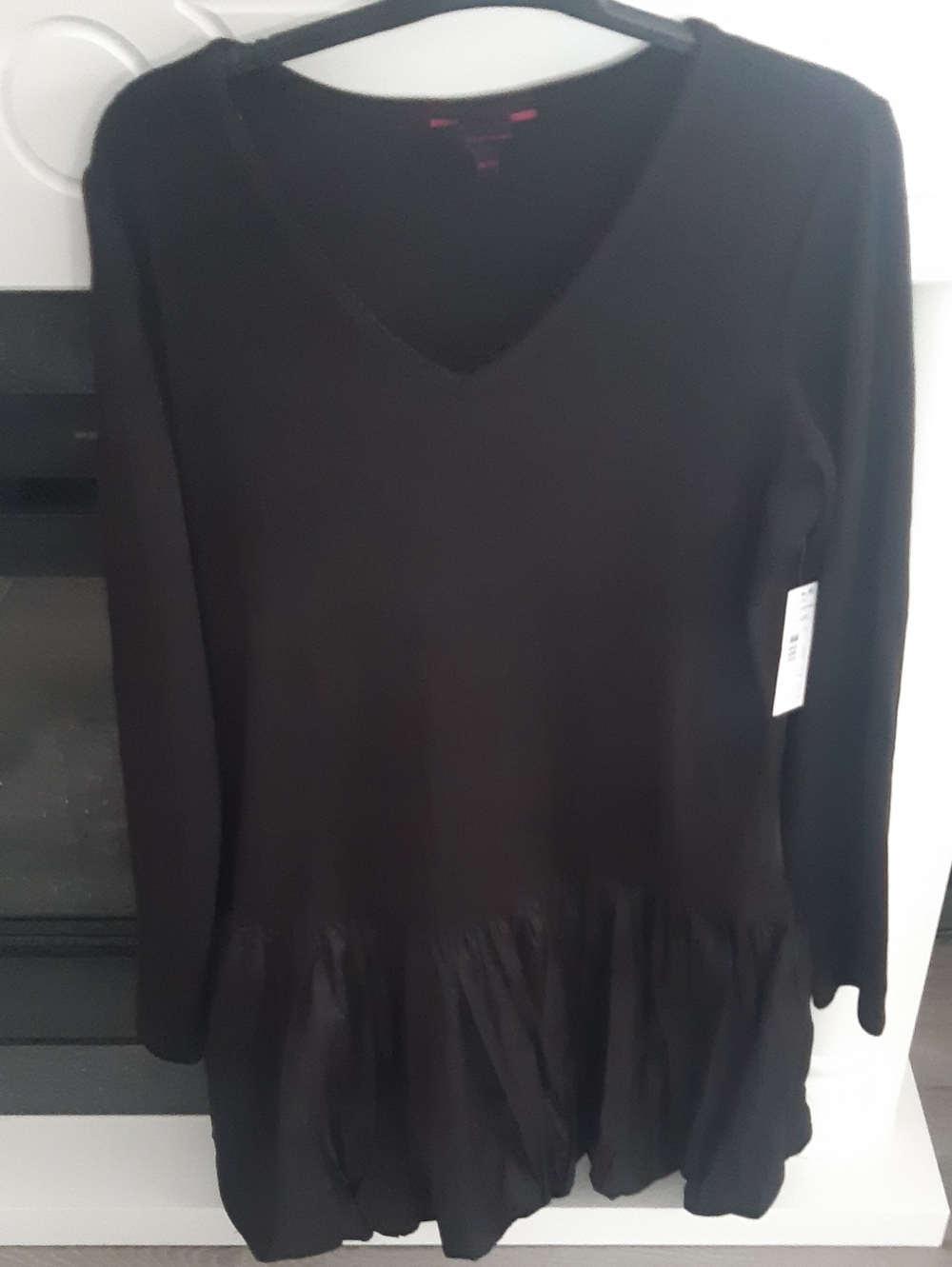 Women's NWT Size XL Witchy Goth Fairycore Black Peplum V-Neck Long Sleeve Dress